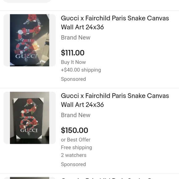 Gucci snake Fairchild Paris canvas art - Picture 4 of 4